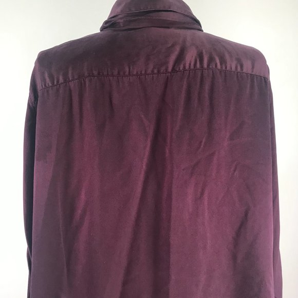 90's Vintage Ralph Lauren Eggplant Purple Silk Pussybow Button Up Blouse - Picture 10 of 12